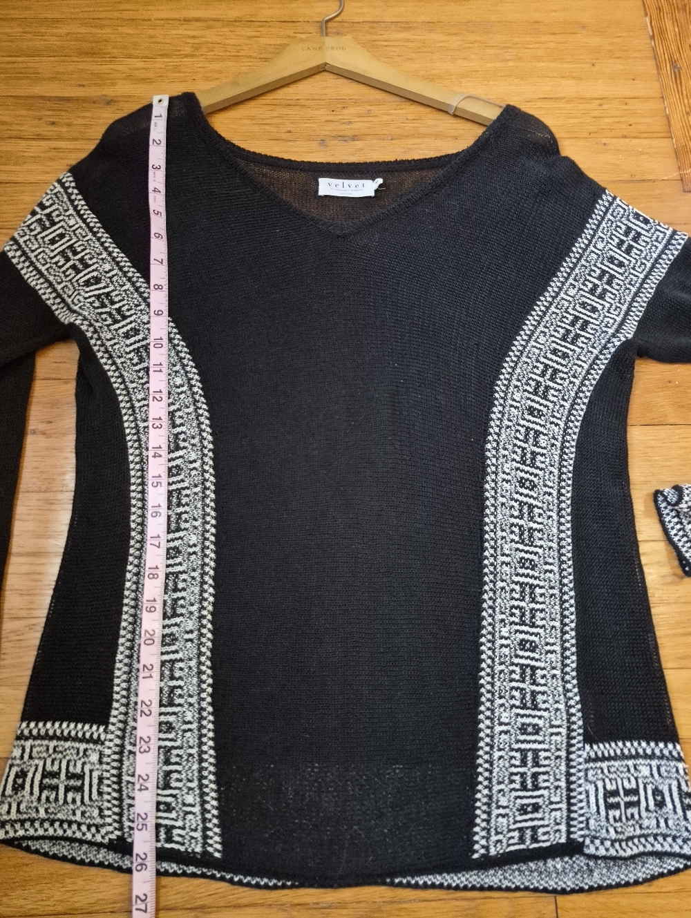 Velvet by Graham & Spencer Evereve Black and White Linen Knit Sweater Medium - Picture 7 of 7